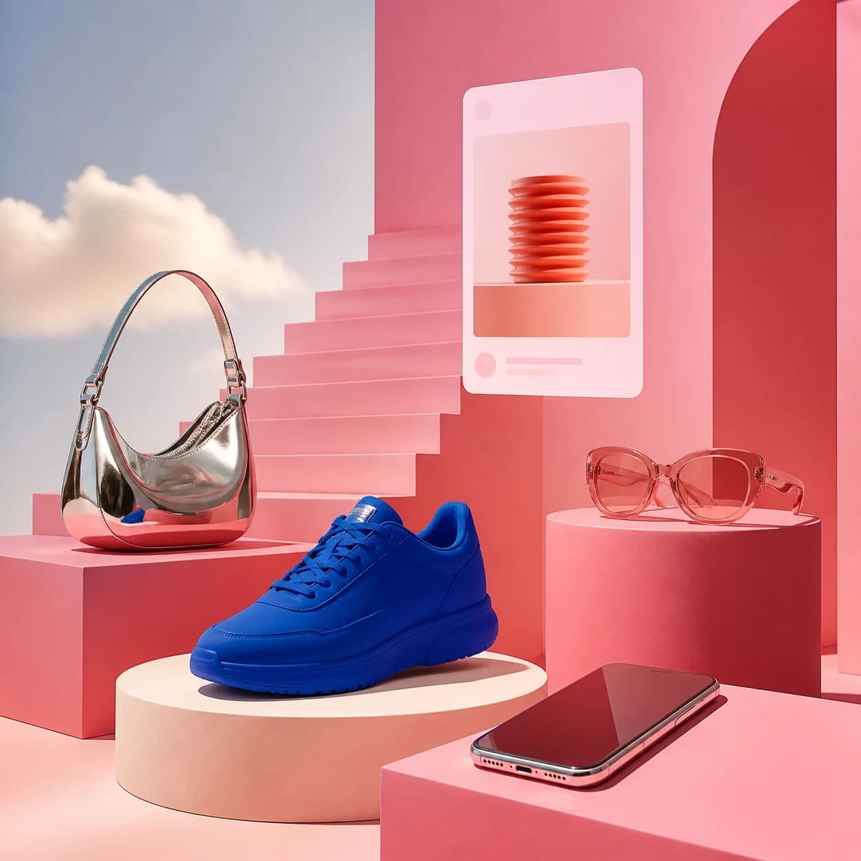 Fashion and product discovery composition representing Nuji's social marketplace